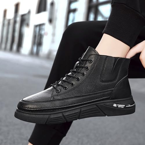 Men's Casual Italian High-top Leather Boots Outdoor Lace-up Shock-absorbing Softsole Business Dress Booties Waterproof Non-Slip Chukka Walking Ankle Boots2