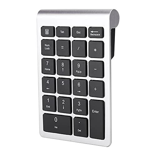Plyisty Pavé Numérique sans Fil, pavé Numérique USB ou 2.4G, Clavier Numérique de comptabilité Financière alimenté par Batterie, 22 Touches (Couleur Noir argenté)