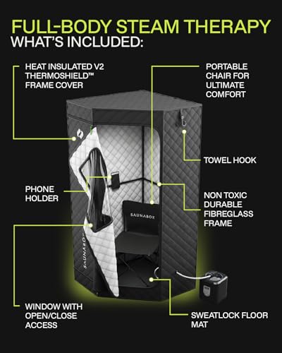 SAUNABOX® SmartSteam Kit Pro Portable Home Steam Sauna | 1 Person Sauna Tent - Image 3