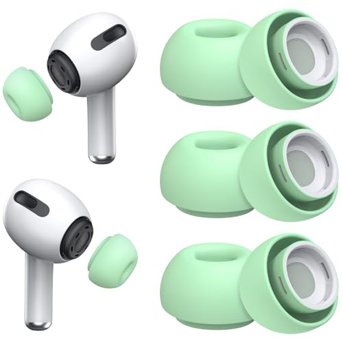 Image of 3 Pairs Replacement Ear Tips for AirPods Pro 1st & 2nd Generation with Noise Reduction Hole, Silicone Ear Tips for AirPods Pro with Portable Storage Box and Fits in Charging Case(Medium, Mint Green)