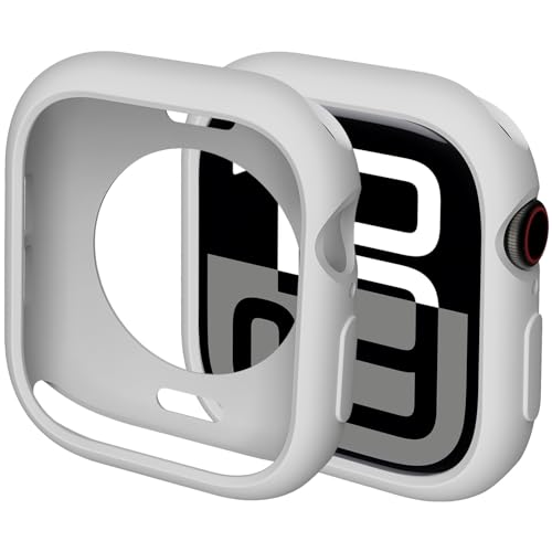 Miimall Slim Case Compatible for Case Apple Watch Series 10 46mm, Soft All-Around Protective Case Shockproof Silicone Bumper for iWatch 46mm, Light Grey