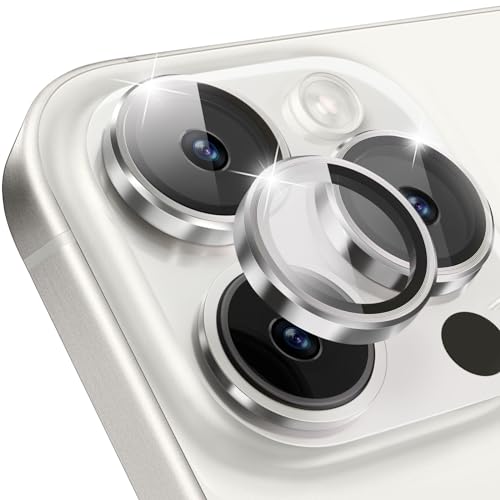 Doopwxcc for Pro/Pro Max Camera Lens Protector, 9H Hardness Tempered Glass Camera Screen Protector, Strong Adsorption Individual Metal Anti Scratch HD Clear Case Friendly Camera Cover (Silver)