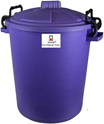 Srendi® 50L Plastic Bin/Waterfroof/Rodent Proof/Ideal for Outdoor/Animal Feed/Food/Storage/Flour Locking Lid (Purple)