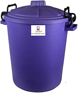Srendi® 50L Plastic Bin/Waterfroof/Rodent Proof/Ideal for Outdoor/Animal Feed/Food/Storage/Flour Locking Lid (Purple)