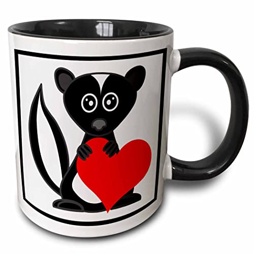 3dRose Skunk Has My Heart 11oz Two-Tone Black Mug