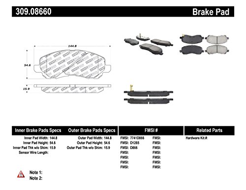 Image of StopTech 309.08660 Sport Brake Pads with Shims and Hardware