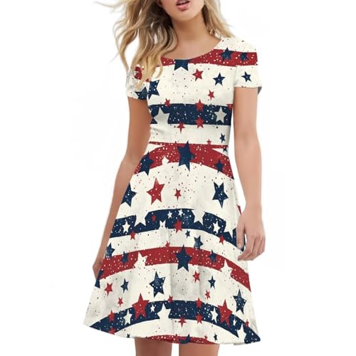 Image of Biyejit Women's Summer Casual Short Sleeve T-Shirt Swing Dress Crew Neck Plus Size S-4XL
