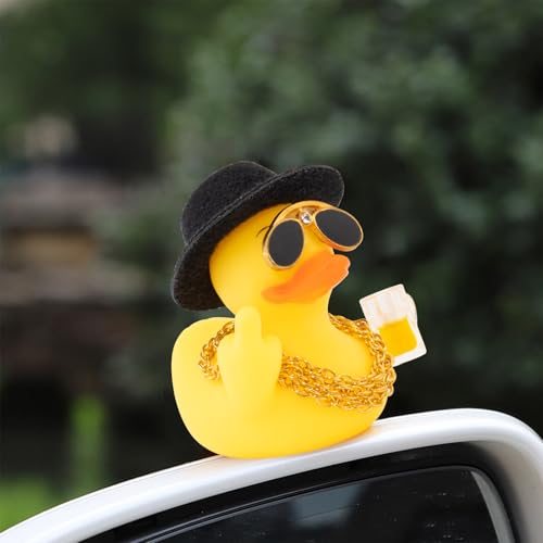 wonuu Rubber Duck Car Ornament Funny Office Gifts Duck Car Dashboard Decorations Quirky Decor Duck Rubber Ducky Funny Car Accessories