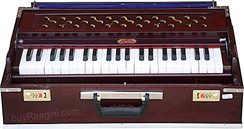 Harmonium Bina No.17 Delux, Folding Portable Version, Special Double Reed, Safri, Kirtan, 9 Stops, 3-1/2 Octaves, Rosewood Color Model 17Dx Agg #TOP1