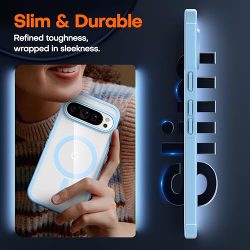 Image of TAURI for Google Pixel 9 Pro XL Case, Compatible with Magsafe, Military-Grade Protection, Yellowing Resistant, Scratch-Resistant Back, Shockproof Slim Phone Case for Pixel 9 Pro XL, Blue