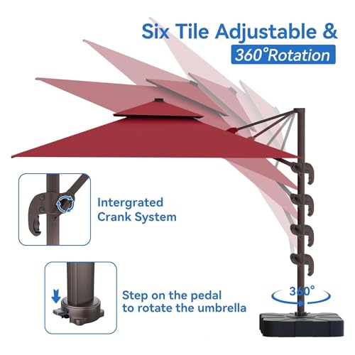 Image of THESHELTERS - Premium Garden Umbrella 360 Degree Rotating Stylish and Durable Outdoor Garden Umbrella with Heavy-duty Water Base (95Kgs)- Patio and Lawn Umbrella, 2.5x2.5m Big Size Outdoor Umbrella with Stand