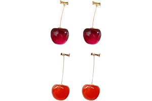 Shimmering Cherry Drops: Captivating Fruit Dangle Earrings