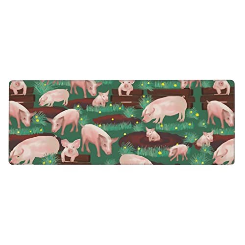 Tapis de souris de jeu XXL motif cochons de la ferme pour clavier d'ordinateur de bureau