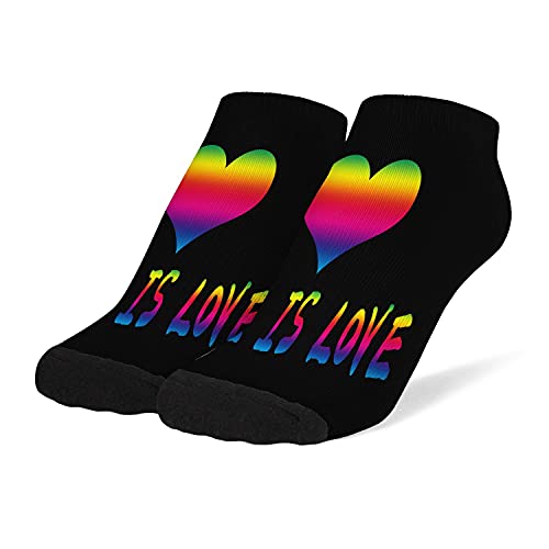 NCRJCZQL Womens Ankle Socks Love Is Love Rainbow Gay Lesbian Pride Soft Breathable Low Cut Athletic Tab Socks Funny Cute Casual No Show Socks for Women and Girls,Medium