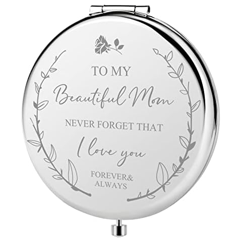 ZTA Mom Birthday Gifts for Mom - I Love You Mom Silver Engraved Compact Mirror I Gifts for Mom from Daughter Son, Mom Gifts for Birthday, Best Mom Gifts, Sentimental Gifts for Mom, Presents for Mom Cover