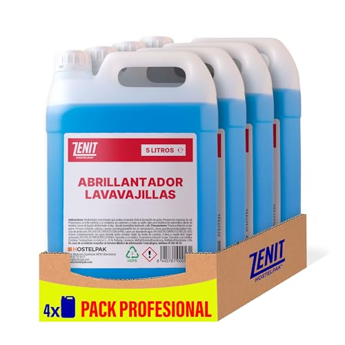 Hostelpak | 4 x 5 l | Abrillantador lavavajillas | Acabado brillante | lavavajillas líquido | detergente lavavajillas profesional