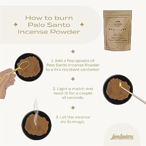 Luna Sundara Palo Santo Incense Powder from 100 Wild Peruvian Palo Santo 4oz Sustainably Palo Santo Wood Powder for Smudging and Homemade Incense Powder of Palo Santo Bursera Graveolens Wood