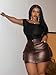 WDIRARA Women's Plus Size PU Leather Mini Skirt High Waisted Flap Pocket Cargo Skirt Rust Brown Large Plus