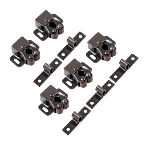 Confezione da 5 fermi a rullo per ante di armadietti placcati in zinco, con viti, per mobili di casa, ferro laminato a freddo