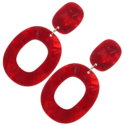 Boburyl Mujeres Niñas Retro Simple de acrílico del círculo Pendientes del aro geométrica cuelgan del oído del Perno Prisionero del Pin joyería y Accesorios Cover