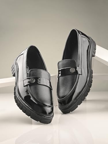 Image of MACTREE Men's Polyurethane (PU) Chunky Sole High Heel Loafers