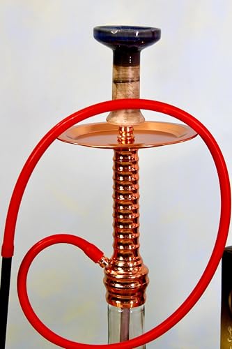 Image of AL-Sheesh King Designer Heavy Base Russian Hookah (22 inch Inches) Round Premium Alumunium Made with Silicon Pipe | Reverse Smoke Feature (Copper Finish)