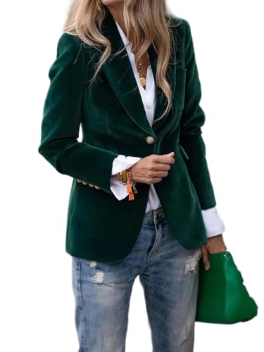 Women's Velvet Blazer Suit Jackets Business Casual Button Up Fall Winter Outerwear Work Office Coats 2025