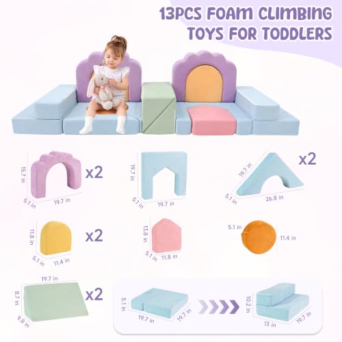 Image of Foam Climbing Toys for Toddlers, 13pcs Soft Play Climbing Blocks