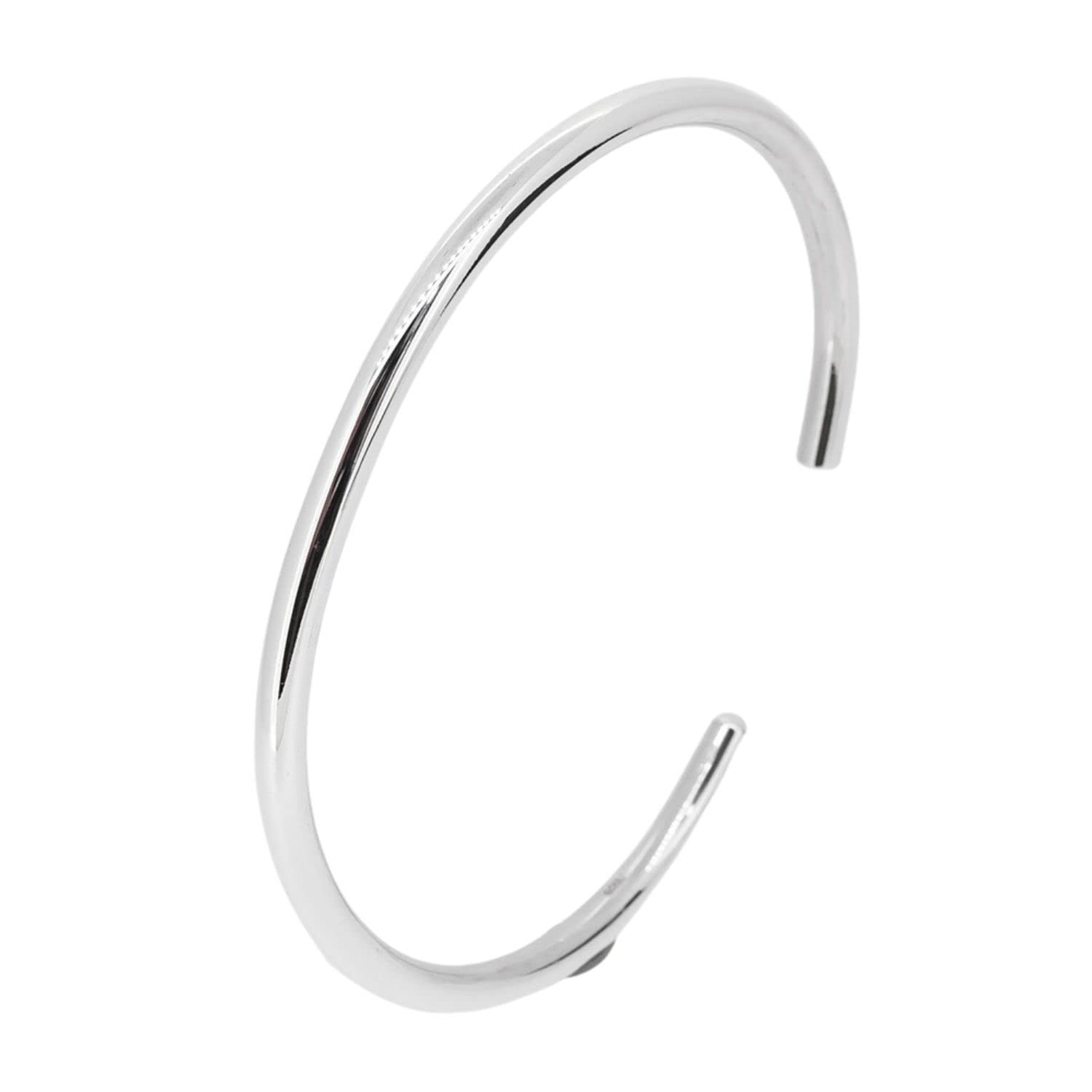 Treasure Bay Bracciale rigido da donna in argento massiccio | 925 argento Sterling tinta unita lucido lucido braccialetto braccialetto per donne e ragazze