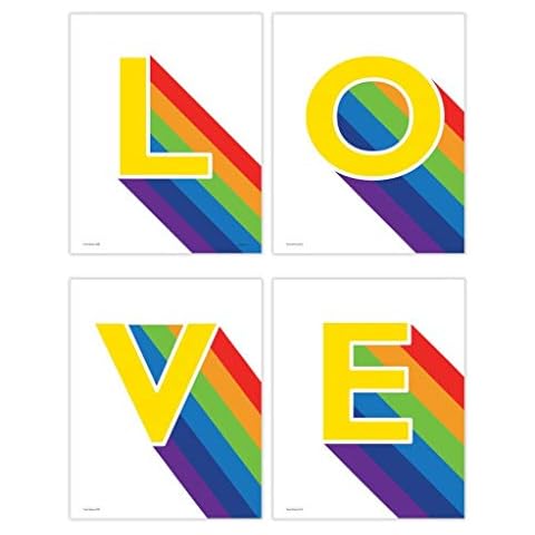 TRENDYPRINT Pride Month – Love – Rainbow – LGBTQ+ - Set of Five 8" x 10" Prints – Great for Gifting or Collecting Cover