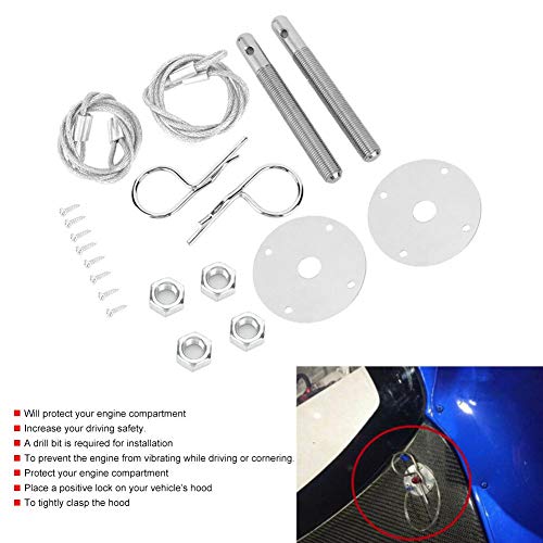 Hood Lock Universal, Engine Hood Pin Plate Bonnet Lock Clip Kit Car Modified Accessory #TOP3