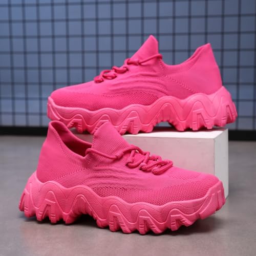 Women's Mesh Lace Lightweight Low-Cut Sneakers, Casual Tennis Shoes, Non-Slip, Fashionable Knitted Socks Shoes are Comfortable and Breathable3