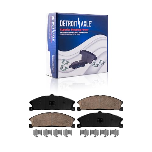 Image of Detroit Axle - Front Brake Kit for 13-19 Ford Flex Explorer Taurus | Police Interceptor Sedan Utility Special Svc. Police Sedan Lincoln MKT, 13-16 MKS, Drilled Brake Rotors Brake Pads: 13.86 inch in