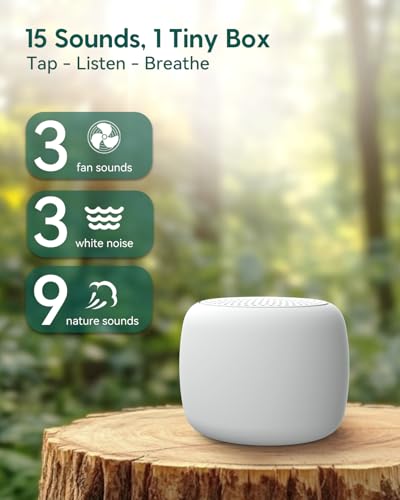 babelio white noise sound machine for adults kids baby mini 15 non-looping sounds timer memory function easy to pocket and travel white