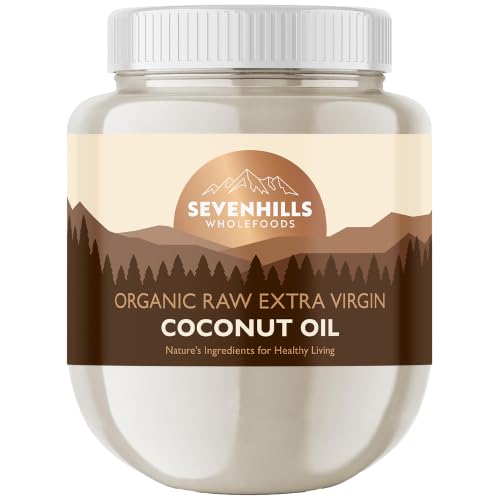Sevenhills Wholefoods 1L Organic Extra Virgin Raw Coconut Oil (Cold-Pressed) Recyclable Plastic Tub For Cooking Baking Skin Moisturiser Hair Conditioner