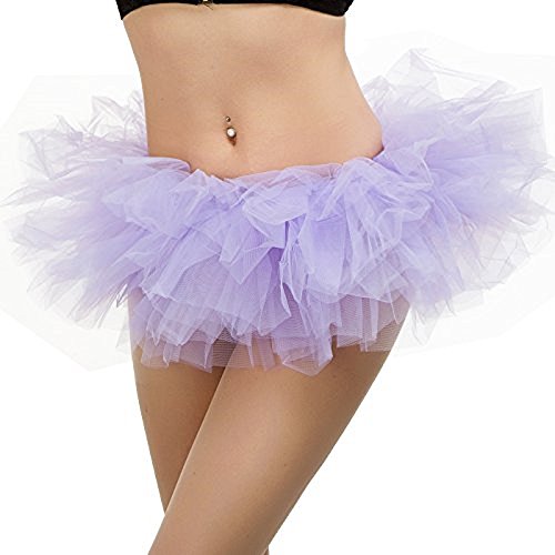 BETTERLINE - Tutú de ballet con 5 capas de tul – Talla única – Tamaños de cintura 66 – 127 cm - Púrpura - Talla única