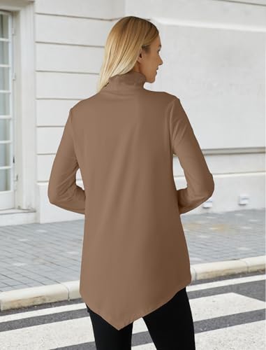 Image of JUSTFASHIONNOW Turtle Neck Shirts for Women Long Sleeve Fall Tunic Tops