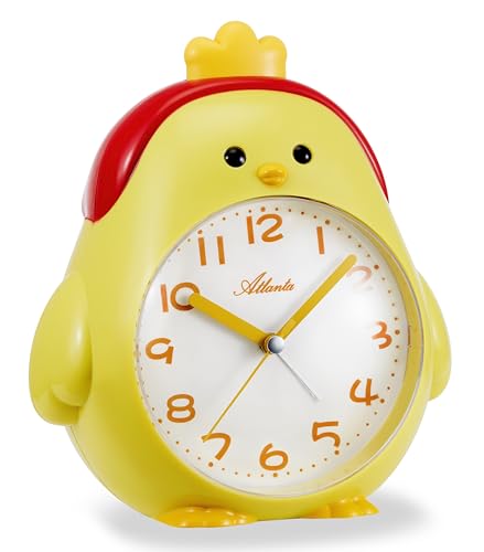 Atlanta 2164/2 Kinderwecker mit Leisegang Hahn Gelb/Rot