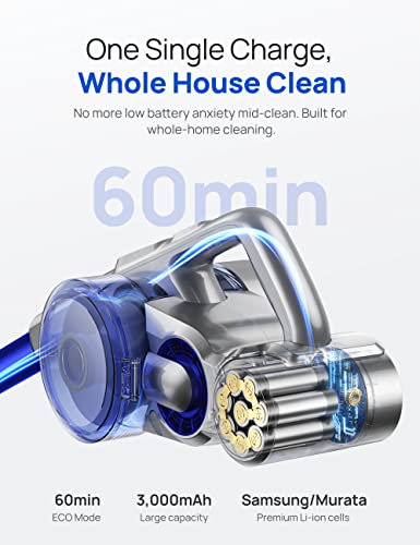 Dreo Cordless Vacuum Cleaner, 25Kpa 550W Strong Suction, 3000Mah Detachable Battery, Up To 60 Mins, Handheld/Stick Vacuum With Auto Detect, Tools For Pet Hair, Car, Carpets, Hard Floors, Powerleap #TOP4