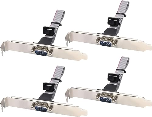 Image of 1Port DB9 RS232Serial Port Bracket to 10 pin HeaderRibbon Cable Connector Adapter, DB9 Serial Male to 10P Motherboard Header Panel Mount Cable Serial Port Bracket (12in 4Pcs) (1 Port)