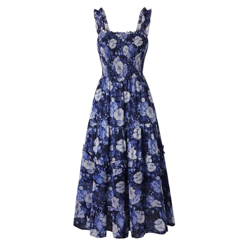 Image of Scarlet Darkness Floral Dress for Women 2026 Flowy Sundress Smocked Cottagecore Dresses