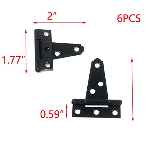 T Tulead Door Hinges 2-Inch T-Shape Gate Hinges Iron Strap Hinges Cabinet Hinges Shed Hinges Black Shutter Hinges Pack Of 6 With Mounting Screws #TOP1