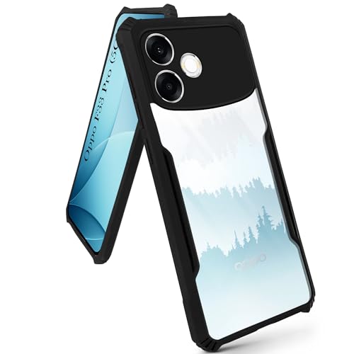 Image of Jkobi Hybrid Back Cover Case for Oppo F33 Pro 5G (Shockproof with Polycarbonate Clear Panel | Professional Black)
