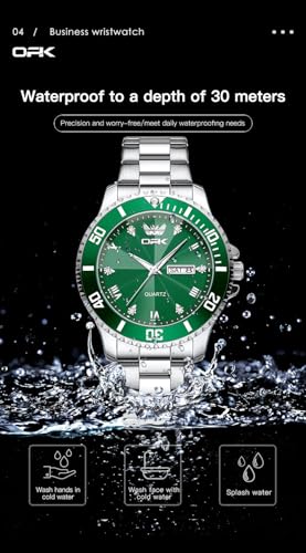 Image of OPK Watches for Men Diamond Roman Analog Mens Watches Waterproof Large Stainless Steel Men Wrist Watch Business Father Gift Watch Blue
