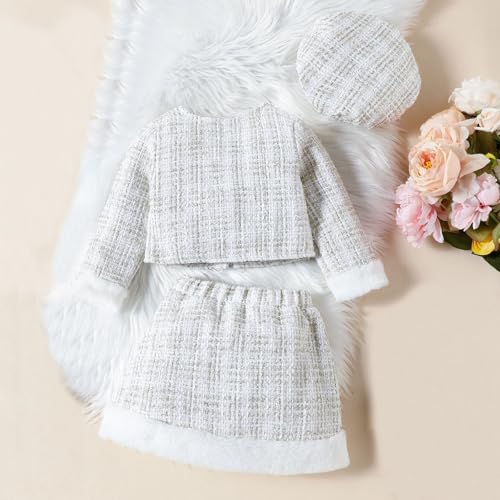 Toddler Girls Suit 2025 Trendy Autumn New Furry Coat + Skirt + Beret Three Sets Toddler Kids Girls Cute Casual Outfits2