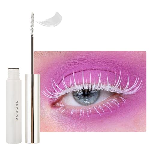 Máscara de pestañas ultrafina, resistente al agua, 5D, color blanco, pestañas largas, rimel con fibra de seda, resistente a las manchas y no grumosa para dar volumen y definición, color blanco con