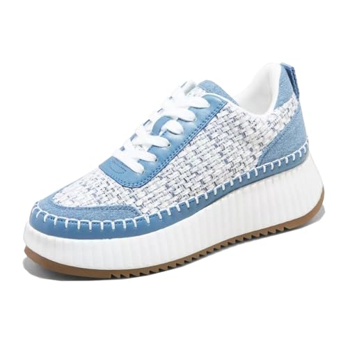 Natural Woven Lace Up Platform Sneakers for Women Low Top Stitching Classic Causal Shoes