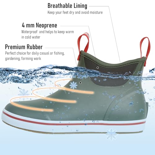 OceanBoard Boys Rain Boots, Waterproof Boots for Men & Women, Rubber Deck Boots for Fishing Gardening, Ankle Rain Shoes, Muck Boots for Men2