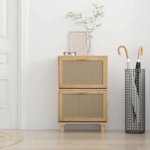 Zapatero de madera para poco espacio con diseño compacto marrón de 80cm alto 5