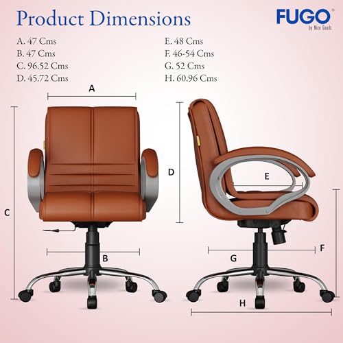 Image of FUGO FG235 with 3 Years Warranty Ergonomic Medium Back Office Chair with Adjustable Height, Cushioned Back&Seat, Tilting Mechanism, Heavy-Duty Metal Base, Perfect for Work, Study and Office (Tan)